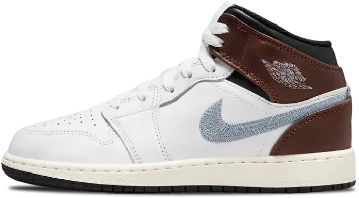 Air Jordan 1 Mid SE GS WHITE BLUE GREY