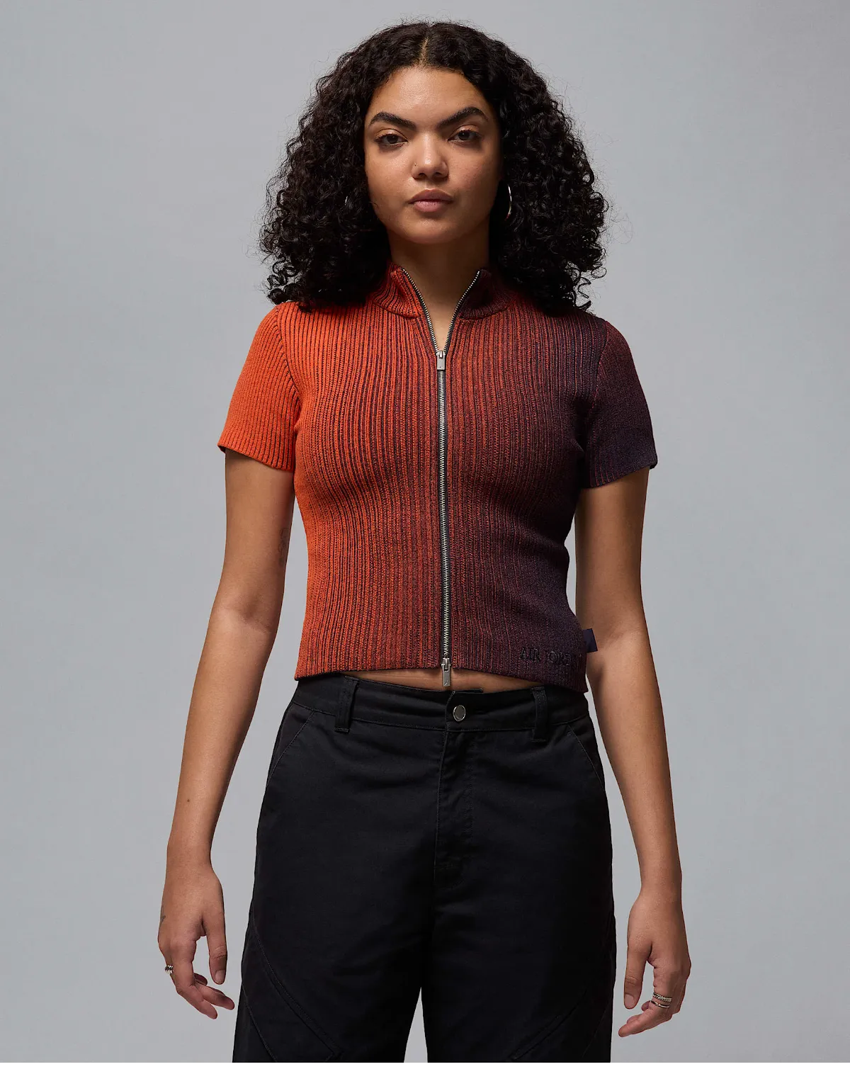 Air Jordan Full-Zip Knit Top WMNS ORANGE