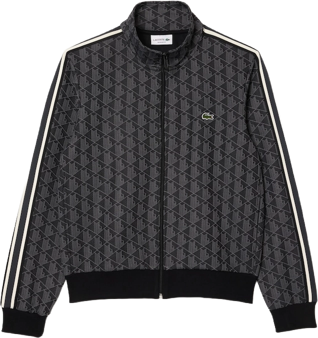 Lacoste Paris Zip-Up Jacquard Track Jacket BLACK