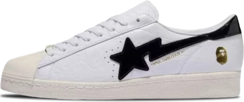 image de Bape Adidas Superstar Vintage White Black Jr2701