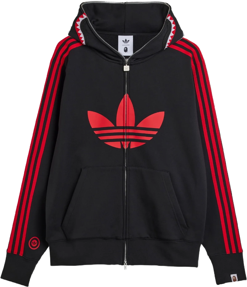 BAPE x adidas Shark Hooded Track Top BLACK