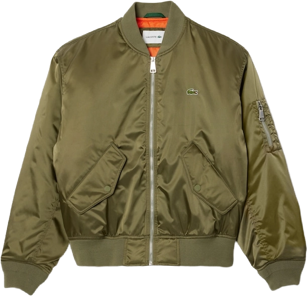 Lacoste Water-Repellent Padded Bomber Jacket KHAKI GREEN