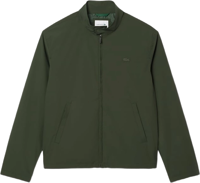 Lacoste Water-Repellent Harrington Windbreaker Jacket BOTTLE GREEN