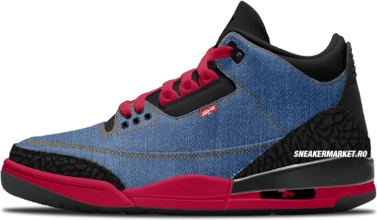 Levi’s x Air Jordan 3 DENIM BLACK GYM RED