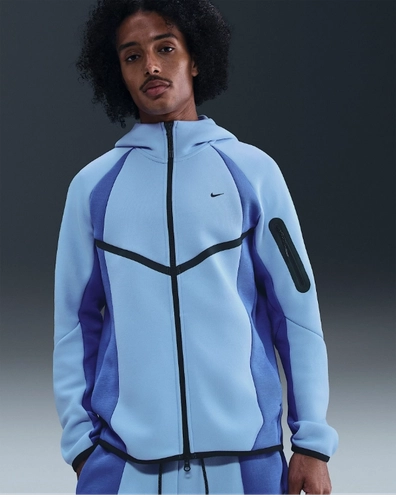 Nike Tech Colour Block Full Zip Fleece Windrunner Jacket Comet Blue If1325 468 image