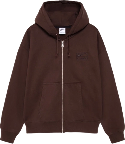 Image de Nike Stussy Full Zip Washed Fleece Hoodie Brown Fj9175 261