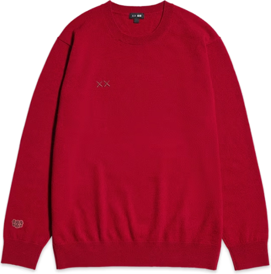 KAWS x Uniqlo 100% Cashmere Crewneck RED
