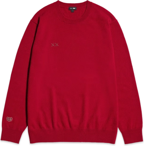 Image de Kaws Uniqlo 100 Cashmere Crewneck Red E485272 16