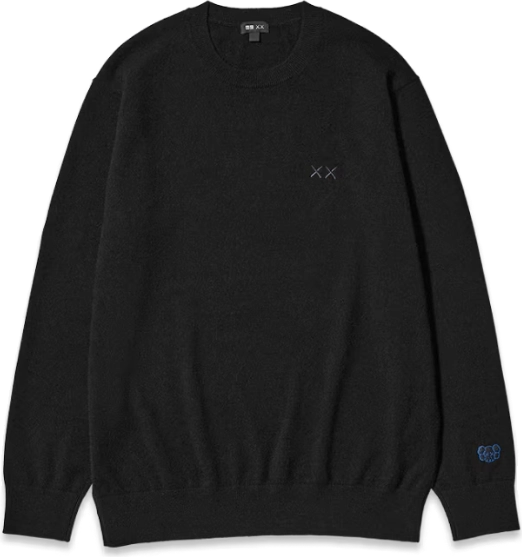 KAWS x Uniqlo 100% Cashmere Crewneck BLACK