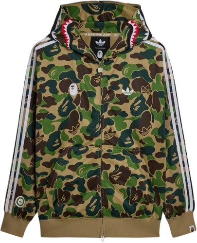 Bape Adidas Track Shark Hoodie Green Camo Kf4916 image