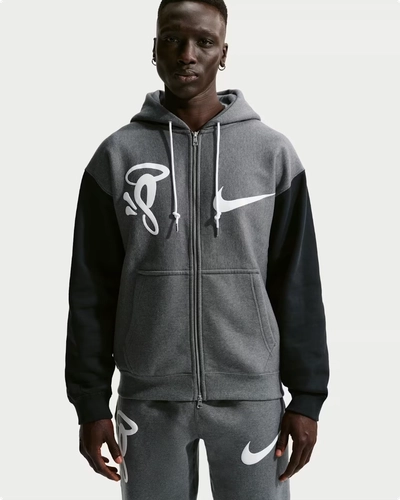 Image de Central Cee Syna World Nike Solo Swoosh Fleece Full Zip Hoodie Grey Iq0534 063