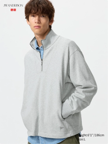 JW Anderson x Uniqlo Sweat Half-Zip Pullover GREY