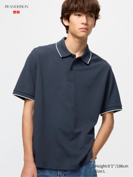 JW Anderson x Uniqlo DRY Pique Polo Shirt NAVY BLUE