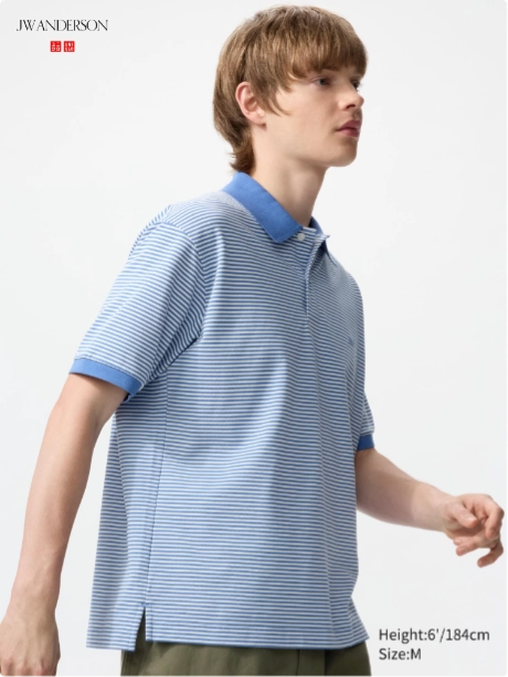 JW Anderson x Uniqlo DRY Piqué Polo Shirt Narrow Striped BLUE