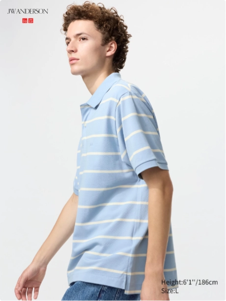 JW Anderson x Uniqlo Polo Shirt Wide Striped BABY BLUE