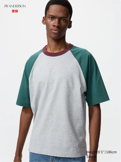 JW Anderson x Uniqlo Oversized Raglan T-Shirt GREY GREEN