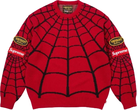 Vanson Leathers x Spider-Man x Supreme Sweater RED