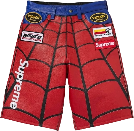 Image de Vanson Leathers Spider Man Supreme Short Red