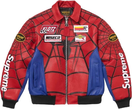 Vanson Leathers x Spider-Man x Supreme Jacket RED
