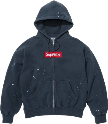 MM6 Maison Margiela x Supreme Box Logo Zip Up Hoodie NAVY