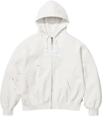 MM6 Maison Margiela x Supreme Box Logo Zip Up Hoodie WHITE