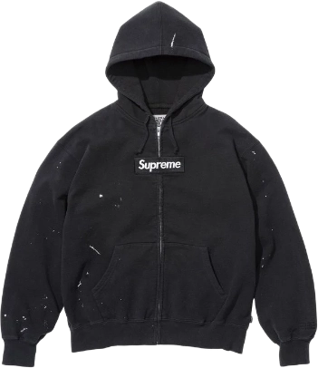 Image de Mm6 Maison Margiela Supreme Box Logo Zip Up Hoodie Black