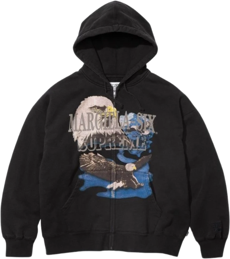 トップス Supreme x MM6 Eagle Zip Up\"Black\" Supreme MM6 Maison Margiela Zip Up Hooded Sweatshirt Black Men's