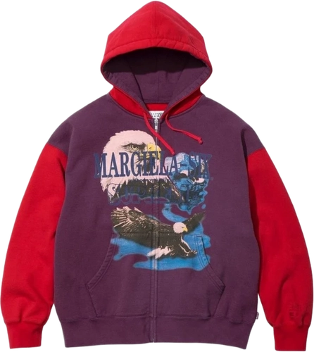 Image de Mm6 Maison Margiela Supreme Eagle Zip Up Hoodie Red