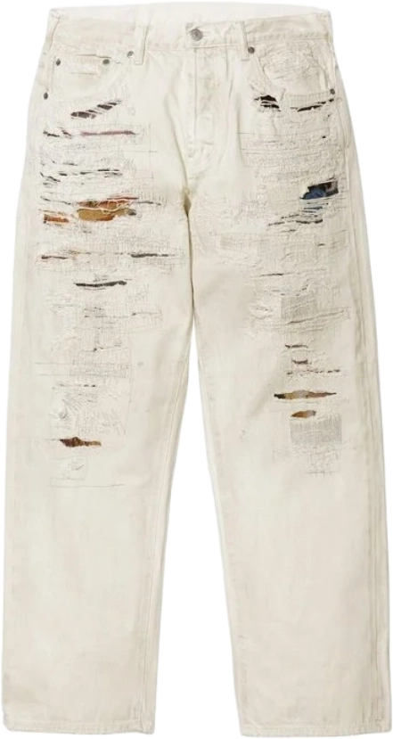 MM6 Maison Margiela x Supreme Distressed Loose Fit Selvedge Jean WHITE