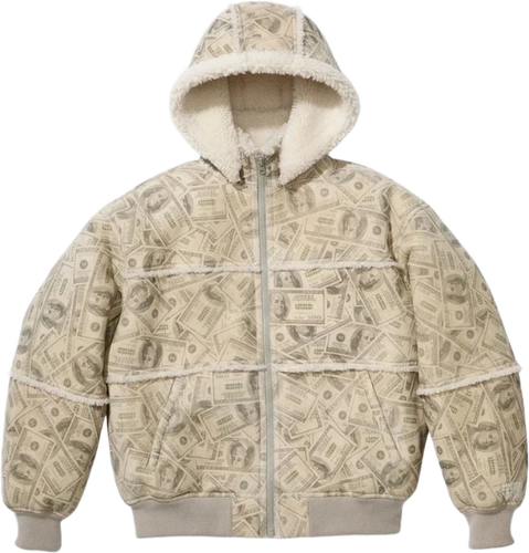 Image de Mm6 Maison Margiela Supreme Hooded Shearling Bomber Jacket Money