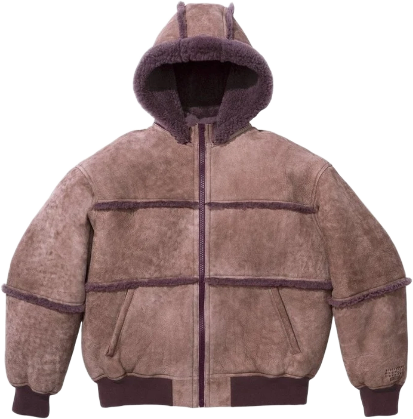 MM6 Maison Margiela x Supreme Hooded Shearling Bomber Jacket RED