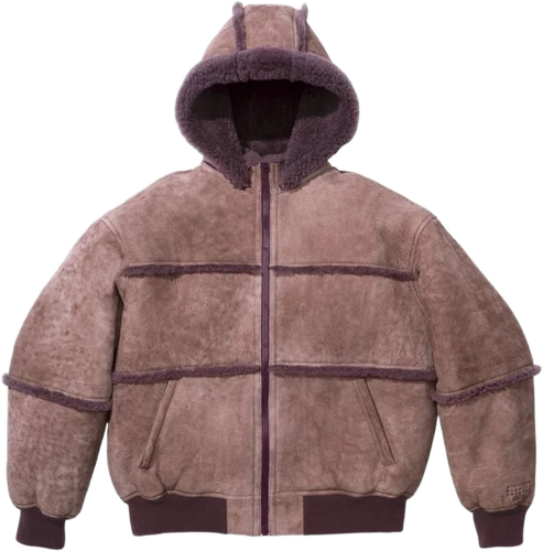 Image de Mm6 Maison Margiela Supreme Hooded Shearling Bomber Jacket Red