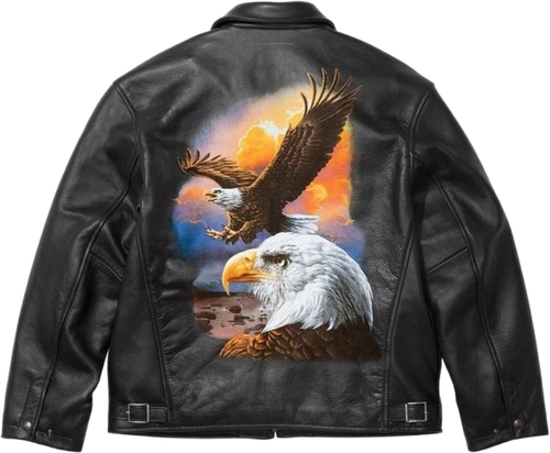 Image de Mm6 Maison Margiela Supreme Schott Eagle Leather Jacket Black
