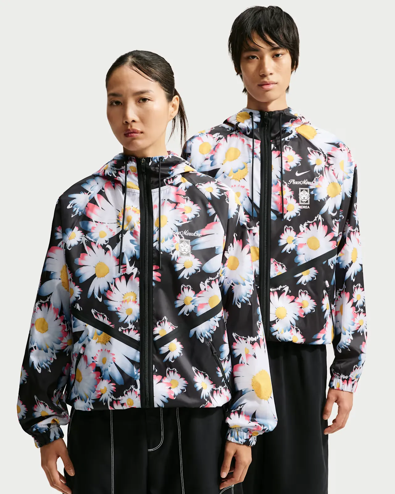 希少 Carrie Allen （M）蓮の花 総刺繍 コットンジャケット 黒 PEACEMINUSONE x South Korea x Nike Anthem Jacket 