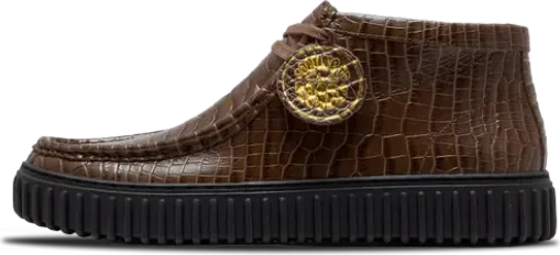 Martin Rose x Pleasures x Clarks CUR Torhill Hi BROWN CROC LEA
