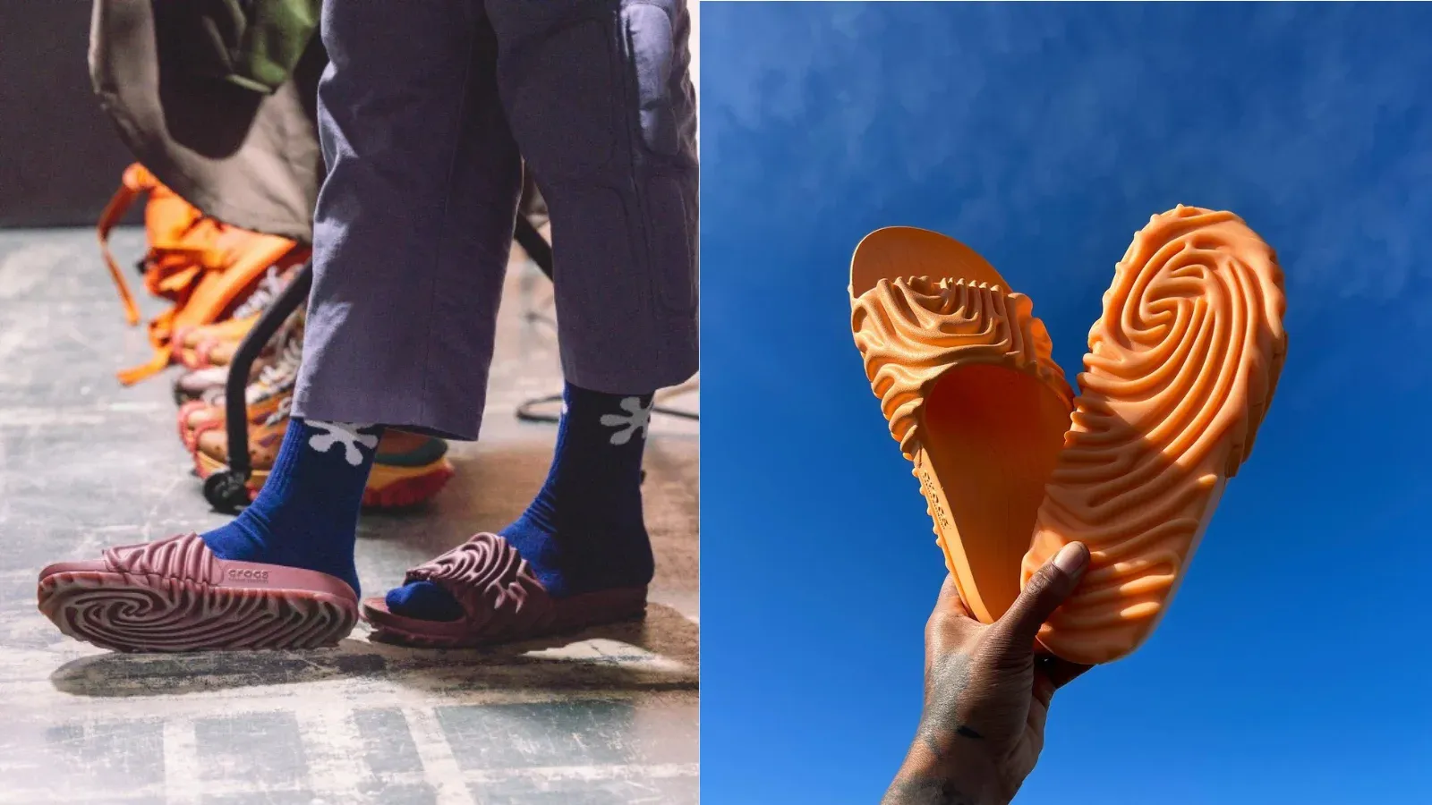 large visual salehe bembury crocs pollex slides citrus milk