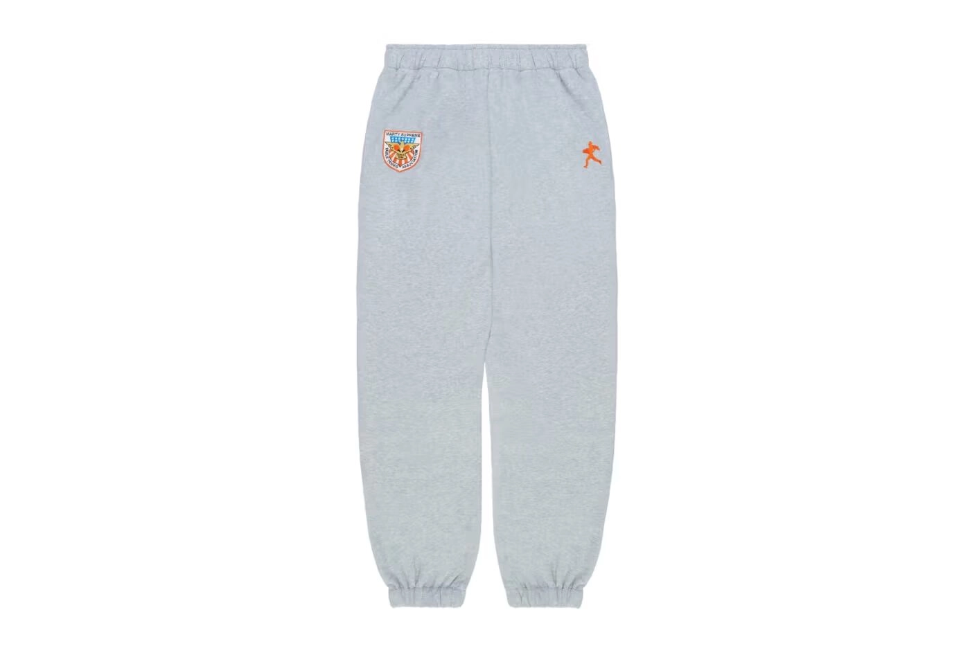 Pantalon de survêtement Nahmias gris avec écusson coloré et logo orange