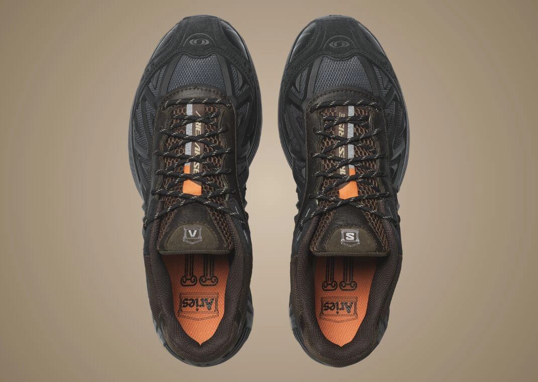 british streetwear brand aries links with salomon for xt whisper pack 1 marron vu dessus