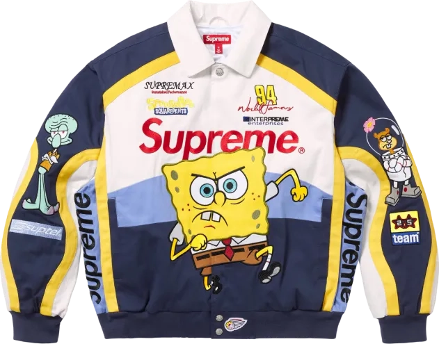 SpongeBob x Supreme Jeff Hamilton Racing Jacket NAVY