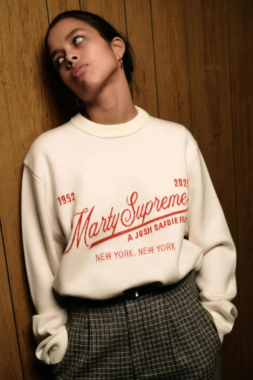Golf Wang's Marty Supreme Collection woman wearing polo sweater