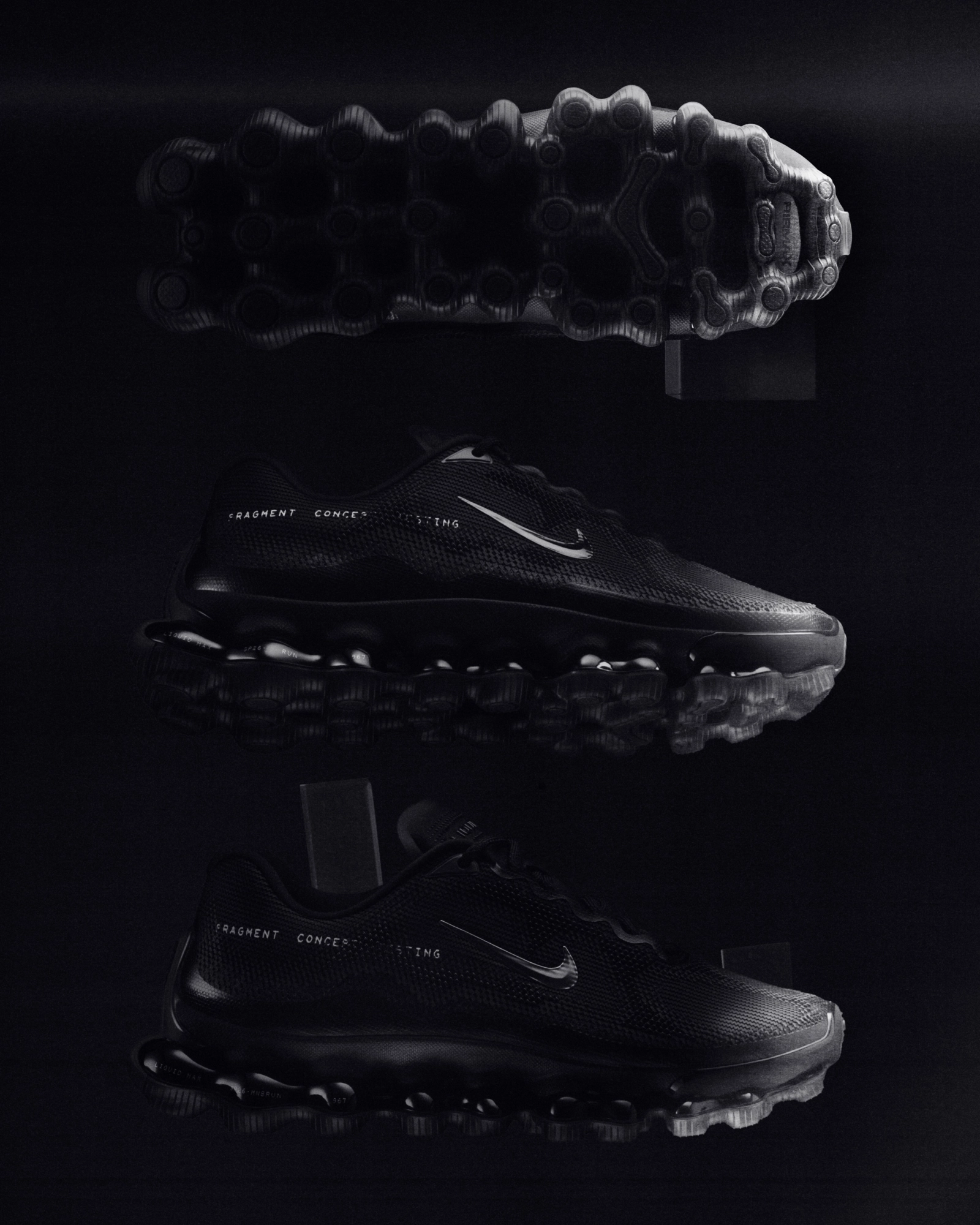 Nike x Fragment Concept Testing Air Liquid Max Black - Vue profil