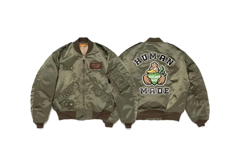 Green khaki Farfetch'd quilted jacket Human Made x Pokémon