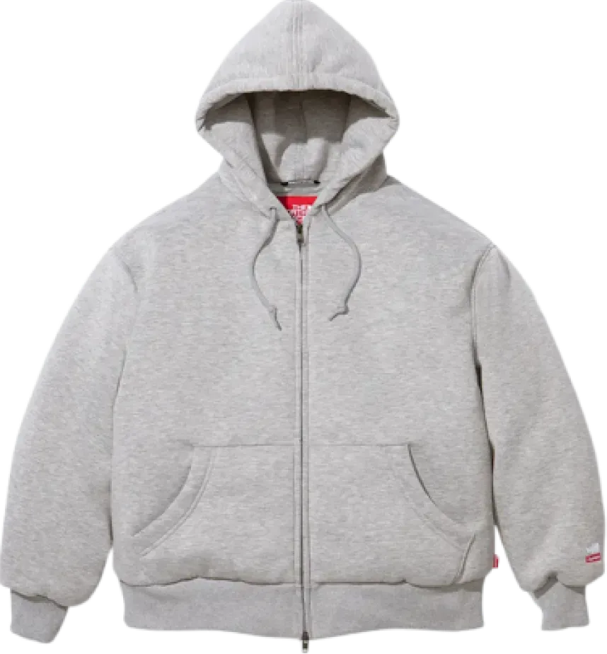 Supreme x The North Face Filed Zip Up Hooded Sweatshirt GREY