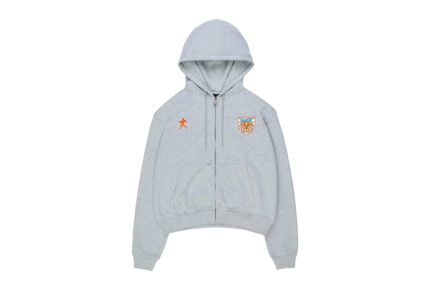Hoodie gris Nahmias Supreme à capuche avec écusson coloré sur poitrine
