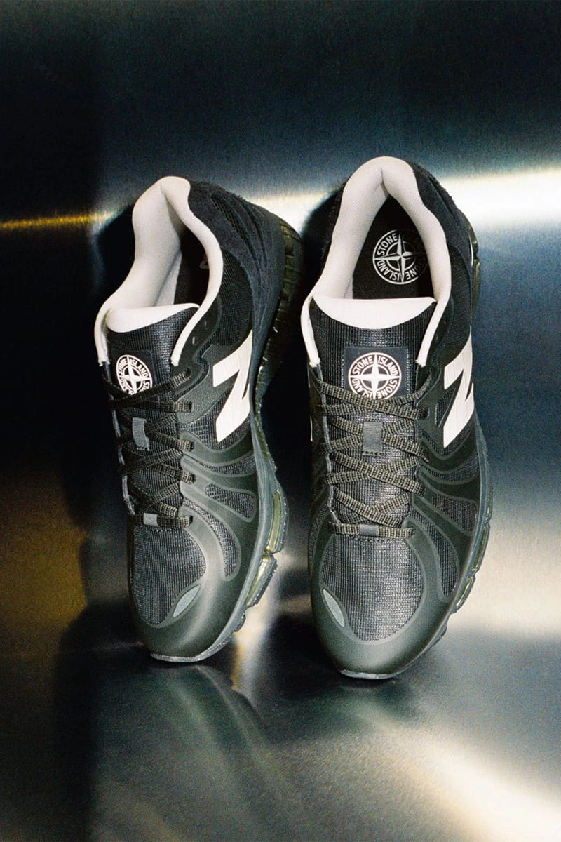 Stone Island x New Balance Abzorb 1890 top view with N branding and Stone Island compass