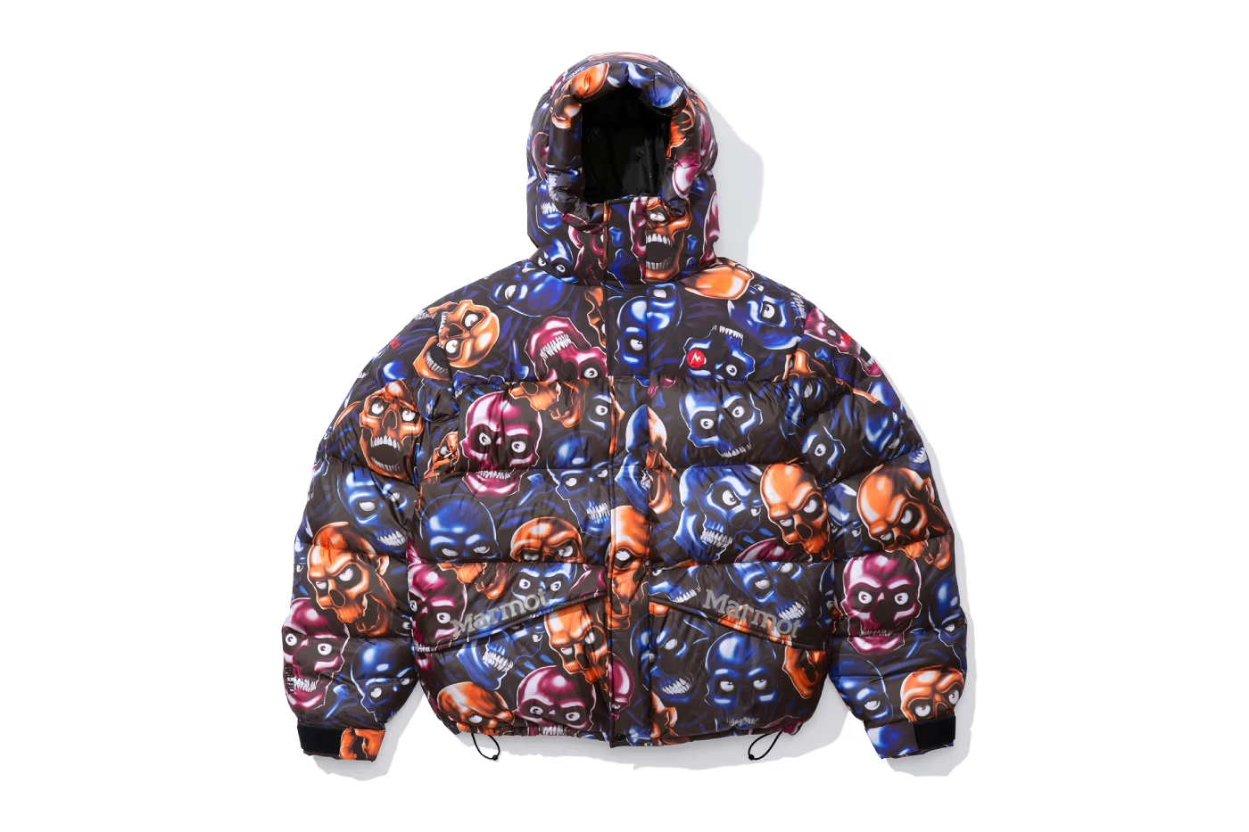 supreme x marmot fall 2025 down jacket blue skull