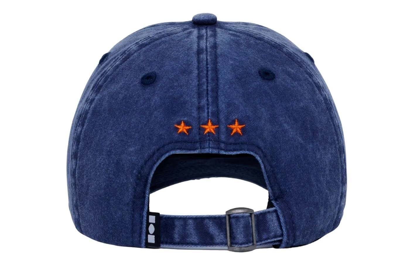 Casquette Nahmias bleue vue arrière avec trois étoiles oranges brodées