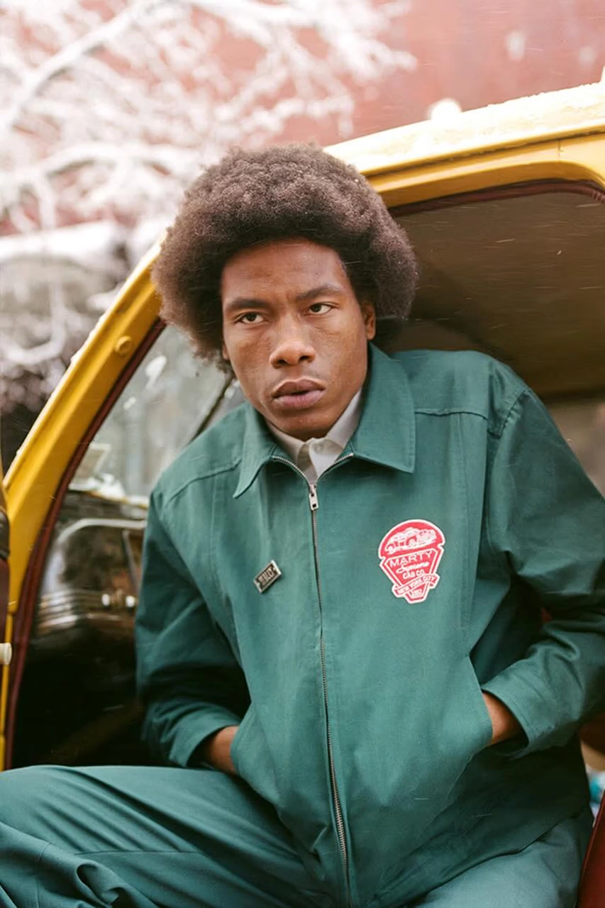 Golf Wang's Marty Supreme Collection man wearing green jacket