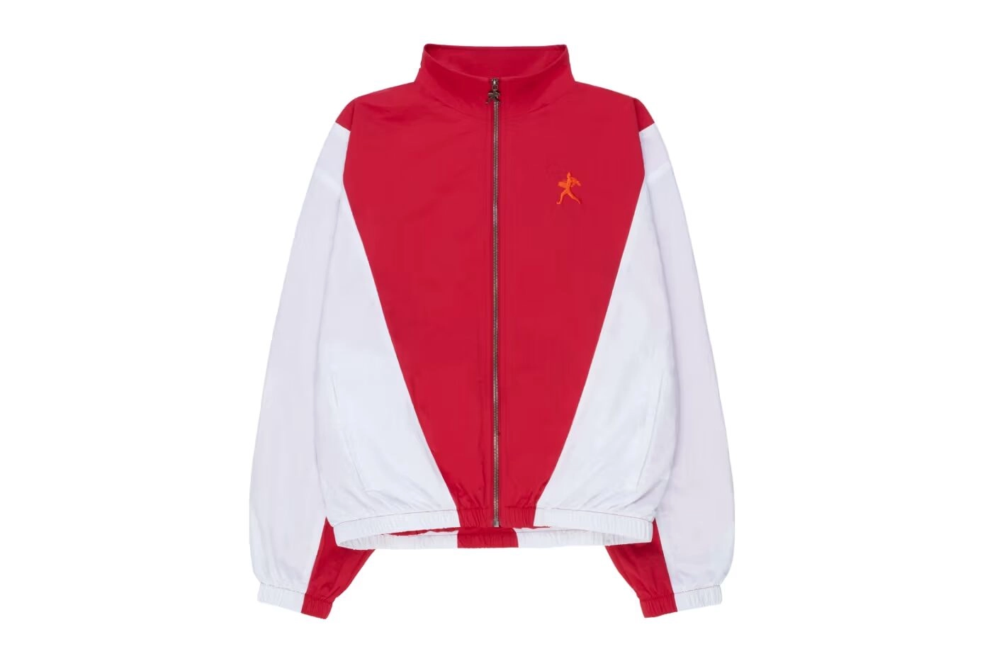 Veste Nahmias Supreme rouge et blanche avec logo en fond blanc