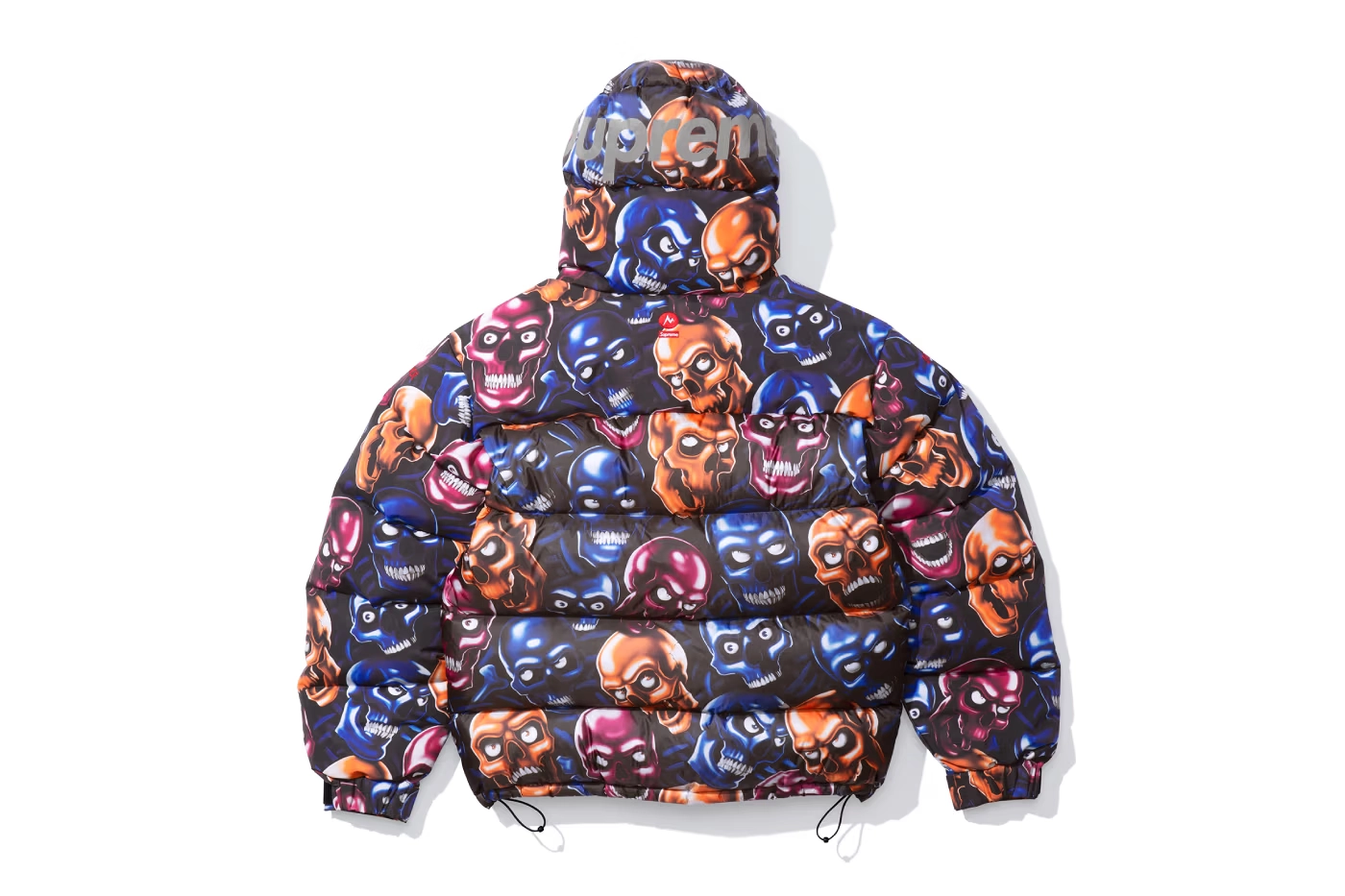 supreme x marmot fall 2025 doudoune tête de mort bleu de dos